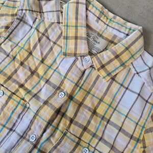 Old Ranch Adair Boyfriend Shirt Small Plaid Yellow Blue Womens‎ Western Barn